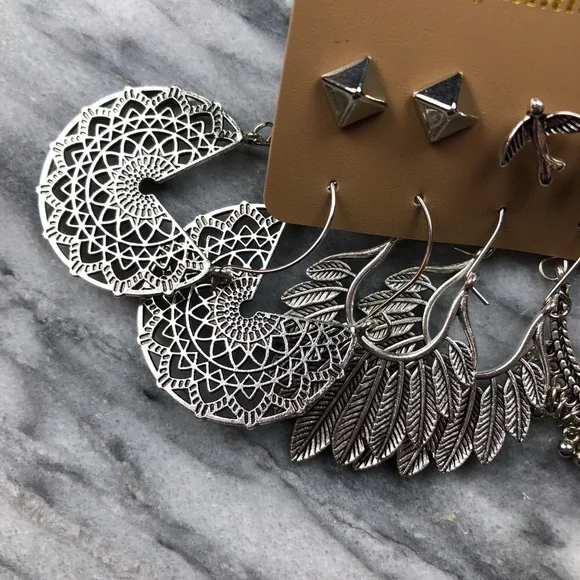 Boho Earrings Drop Dangle Vintage Bohemian Silver - Picture 7 of 9